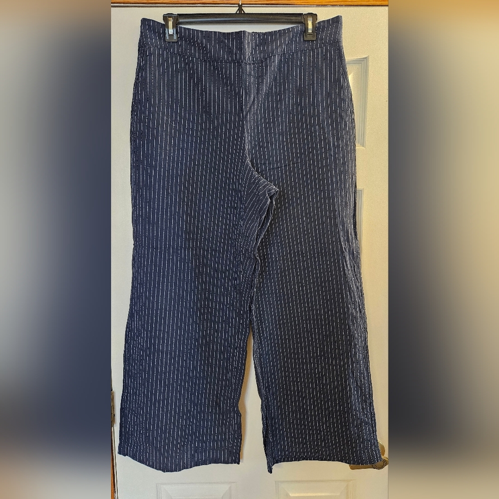 Navy Striped Linen Pants